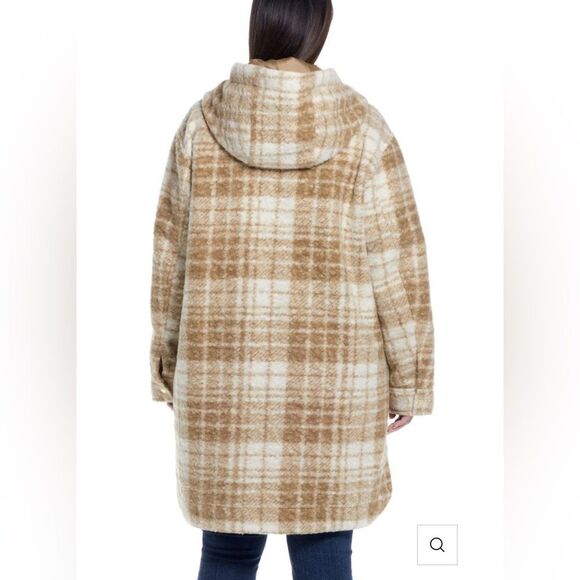 POLY BOUCLE ZIP SHACKET XXL tan plaid NWOT - Picture 2 of 16